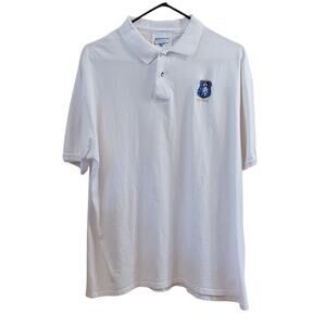 Vintage The Sporting Tennis Polo Shirt White Embroidered Crest Made in USA SZ L